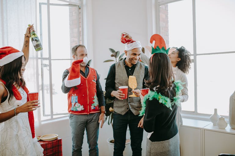 People having Christmas party