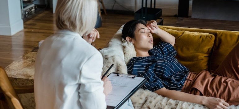 A woman having a therapy session