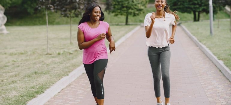 Two women jogging